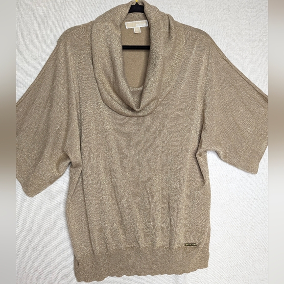 MICHAEL Michael Kors Gold Lurex Cowl Neck Dolman Sleeve Sweater Top XL - Picture 2 of 14